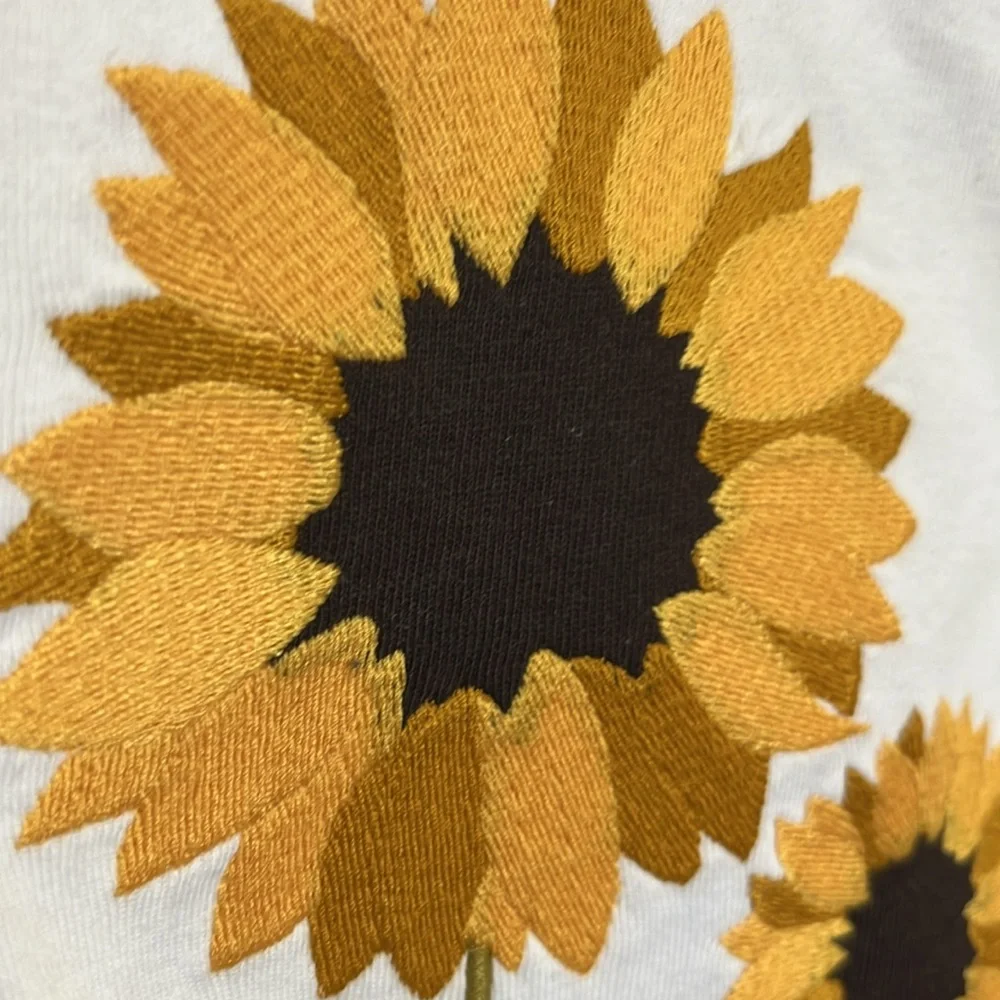 NWT Gymboree White Yellow Sunflower Embroidered Cotton Long Sleeve Tee